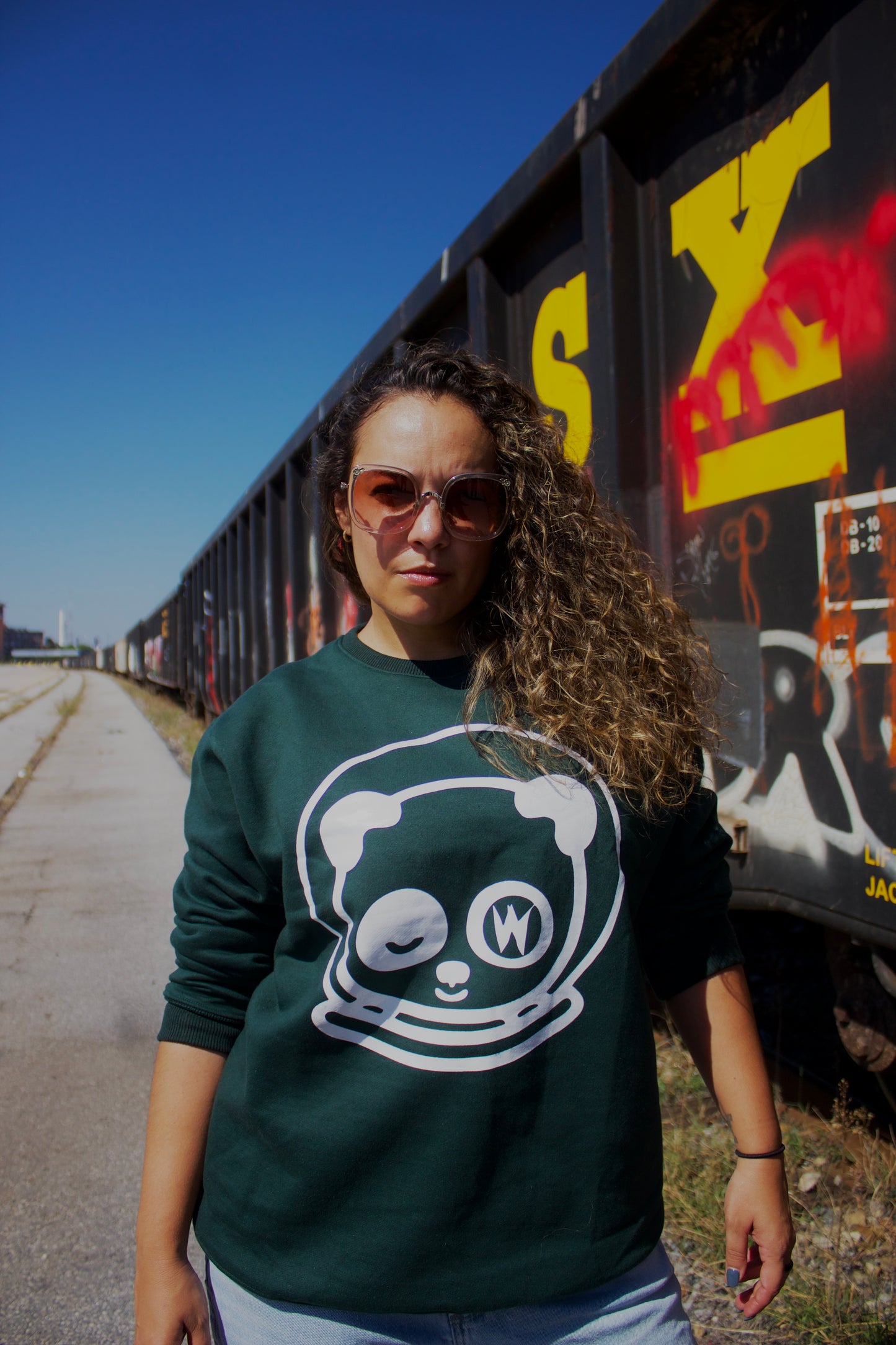 Forest Green Space Helmet Crewneck